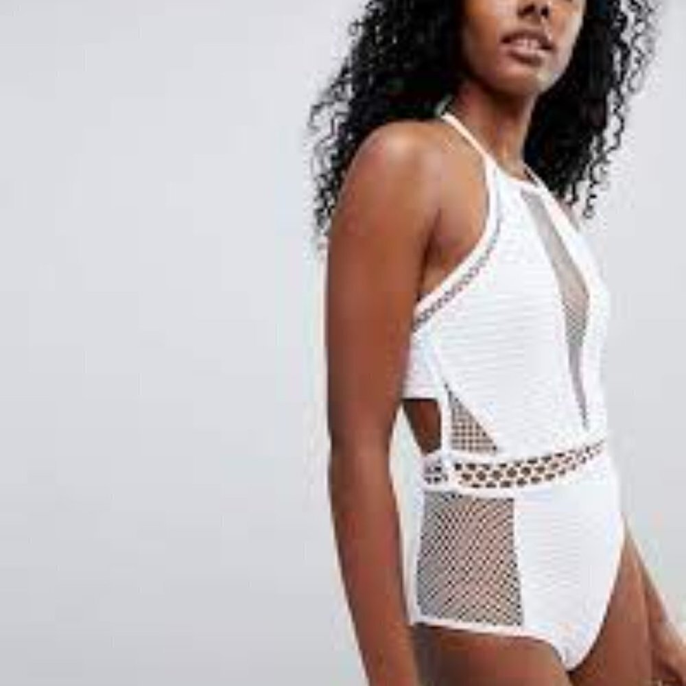 New Look White Mesh Swimsuit
